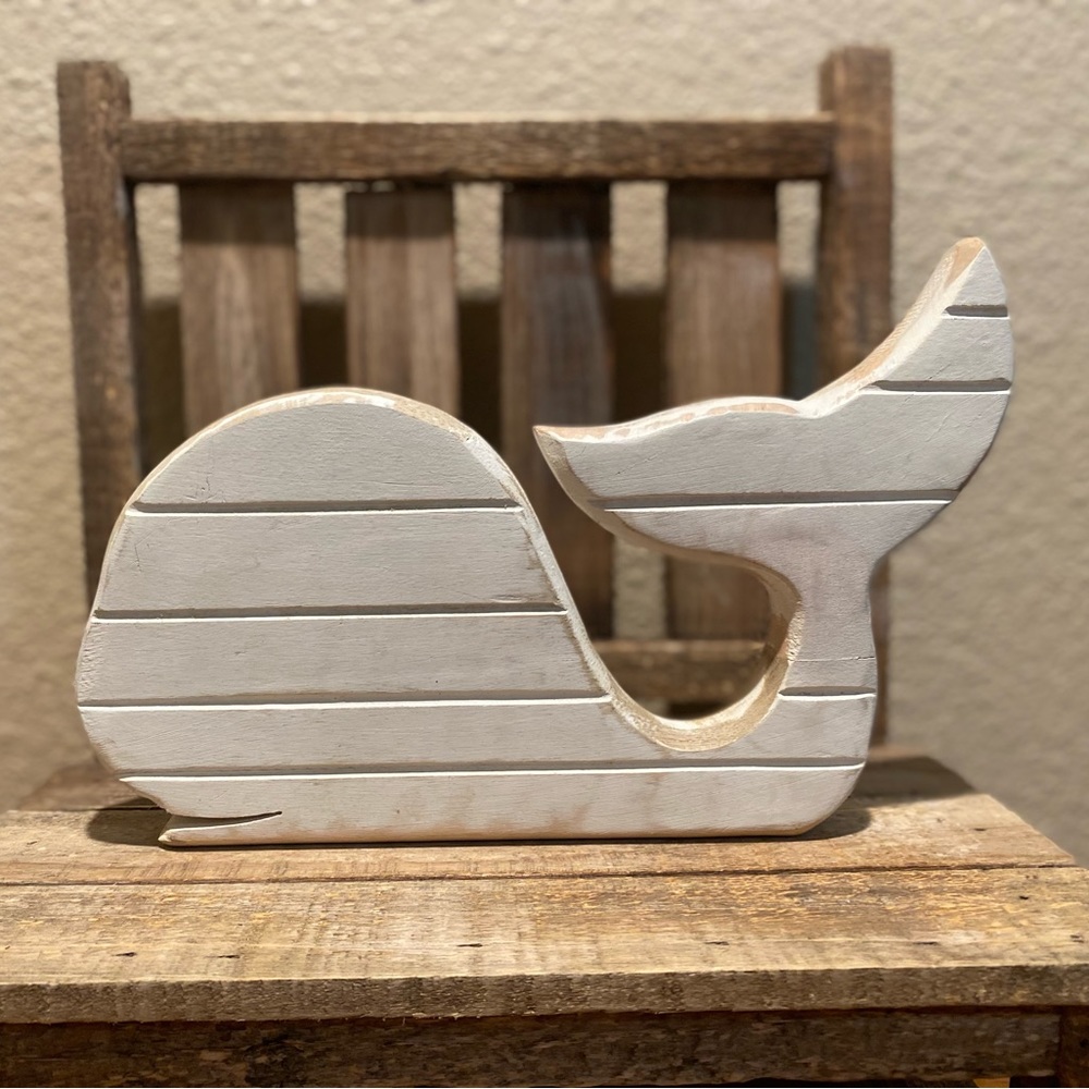 Whitewashed Whale Wood Decor, White Whale Decor, Whale Sign, Ocean Life Decor